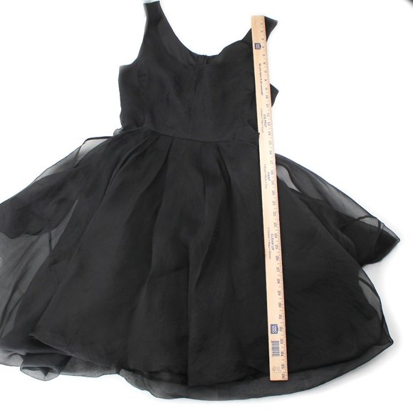 Gary Graham Black Dress Silk Organdy Fit & Flare Knee Length Cocktail Skirt 6/M - Picture 13 of 15